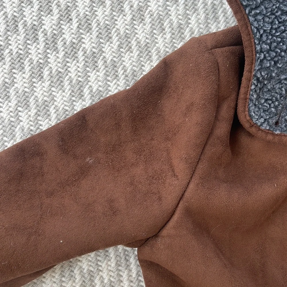 Zara Brown Sherpa Coat Jacket Size 7/8 Girls - Picture 5 of 8